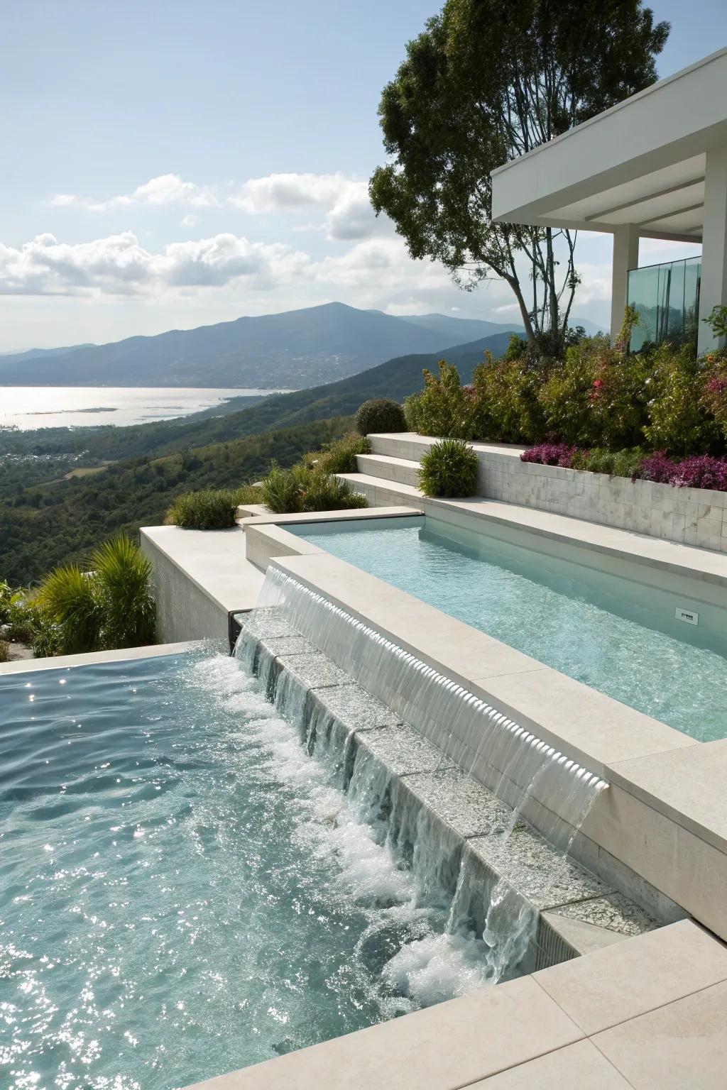 A multi-level infinity pool adds visual interest and functionality.