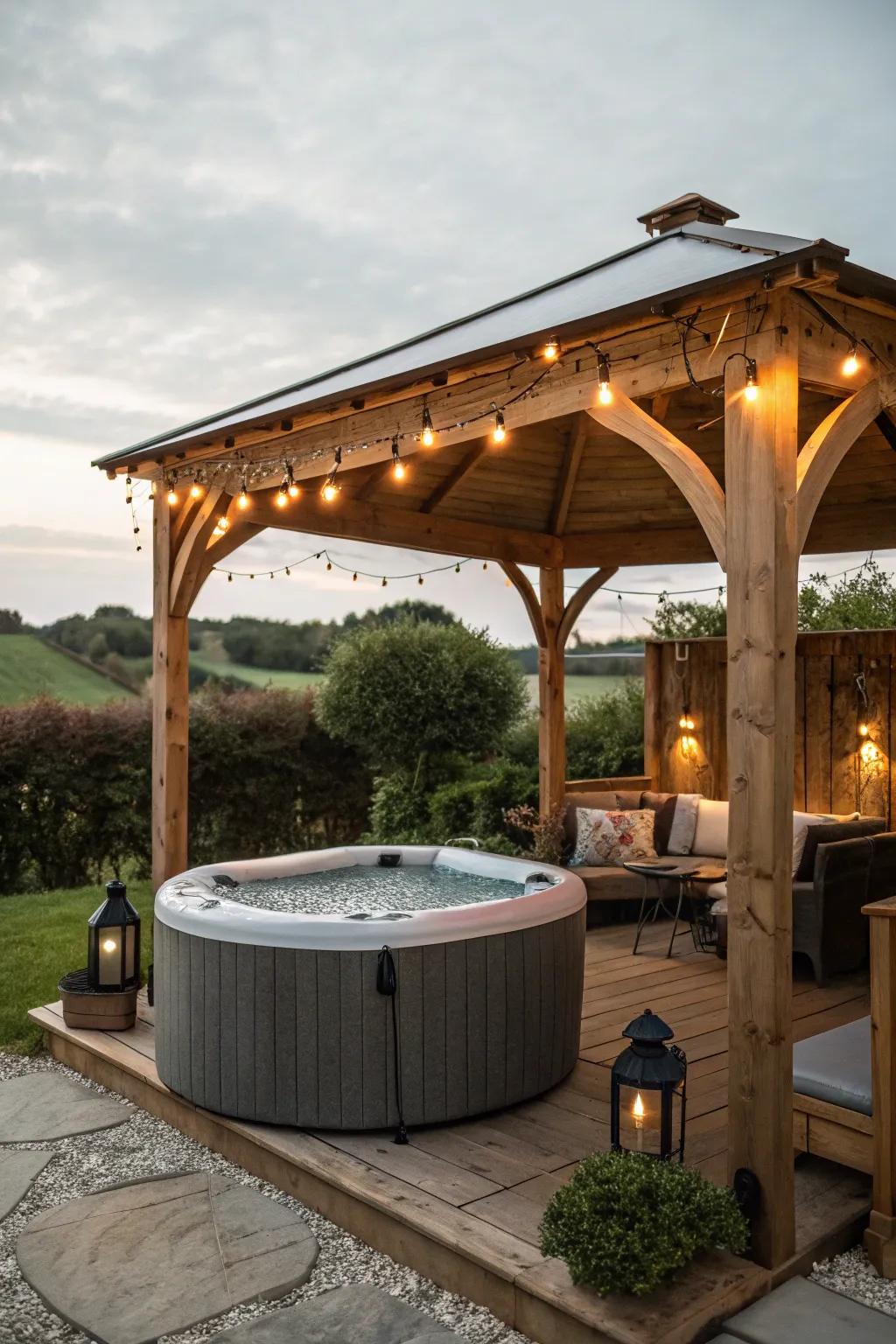 Enjoy weather protection with a charming gazebo.