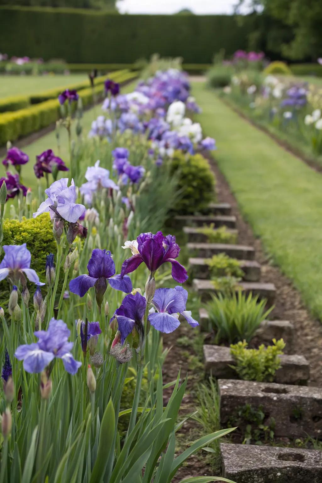 Layering irises by height for visual depth.