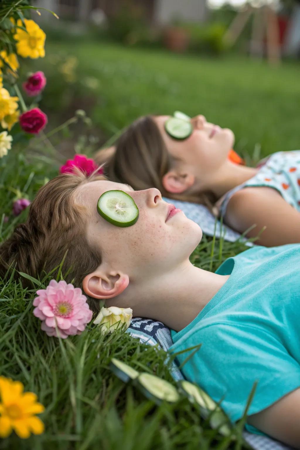 Refreshing cucumber eye treatment for kids.