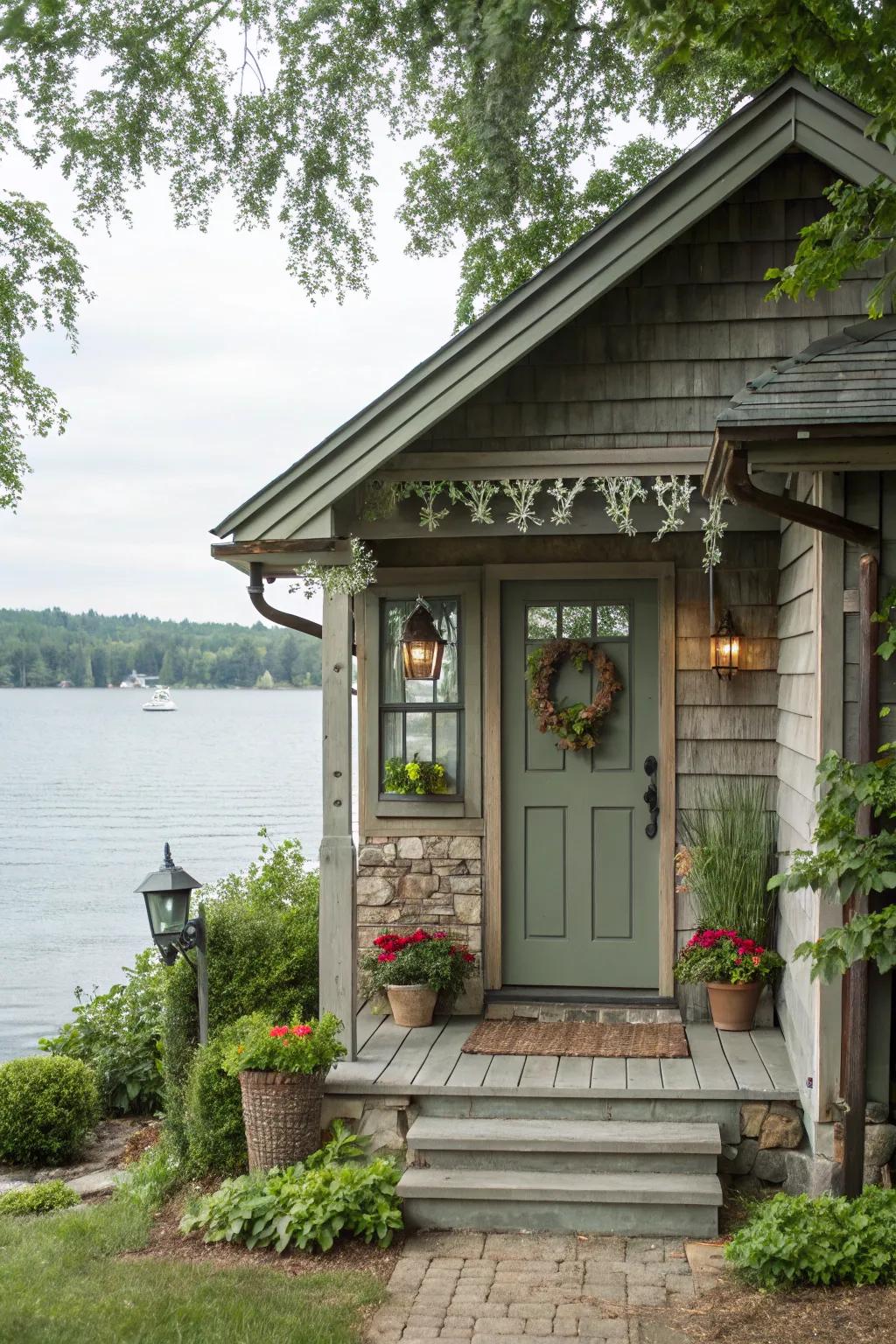 A cottage-style door offers a cozy, timeless appeal.