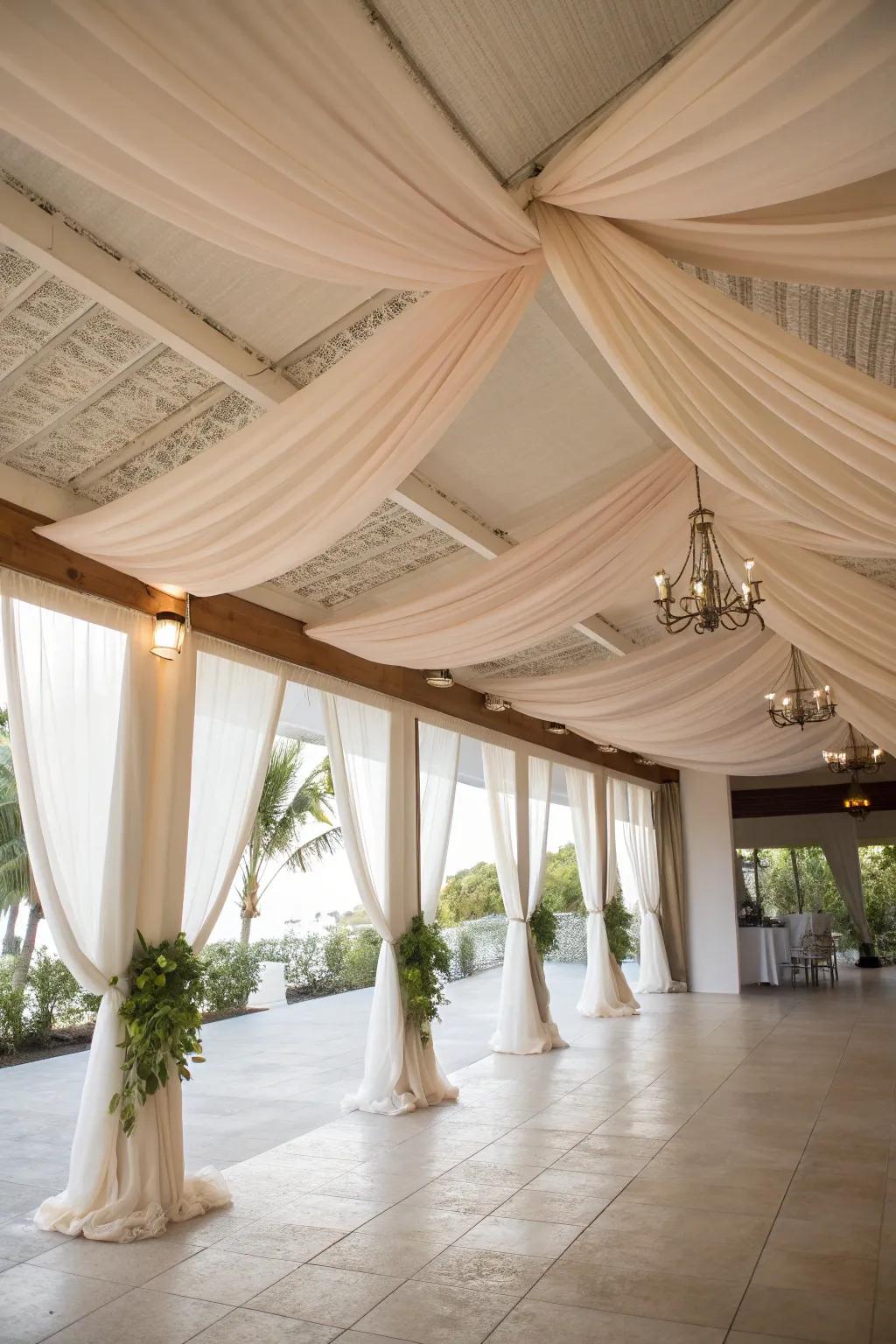Fabric draping adds a touch of elegance and softness.