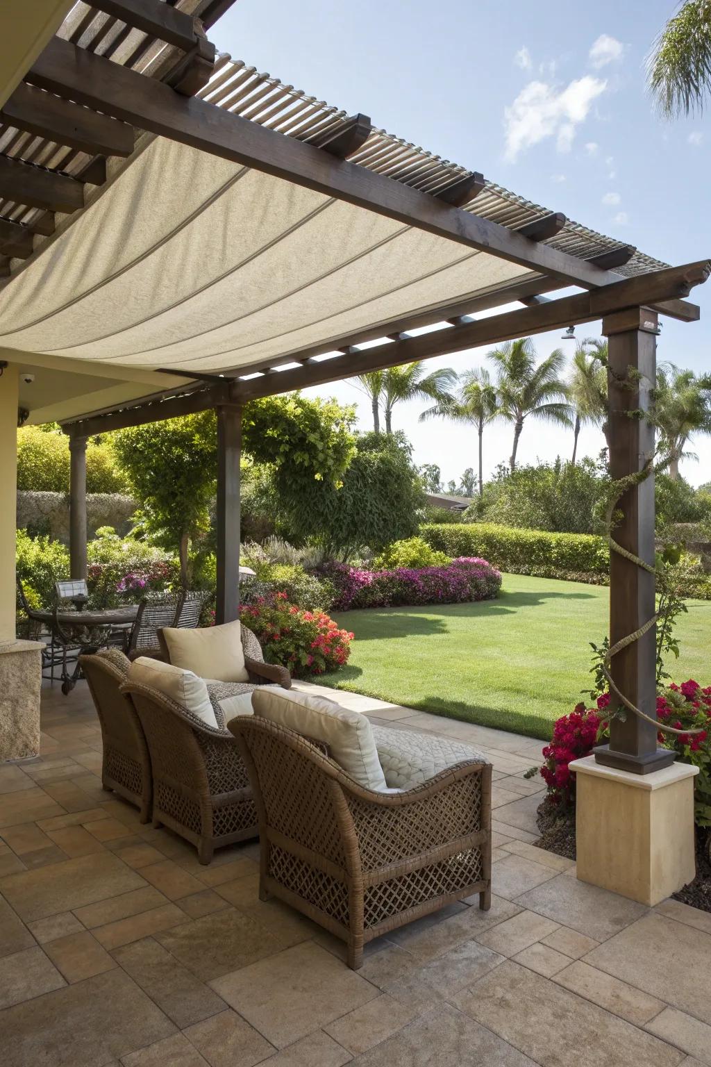Incorporate a shaded area for comfort during sunny days.