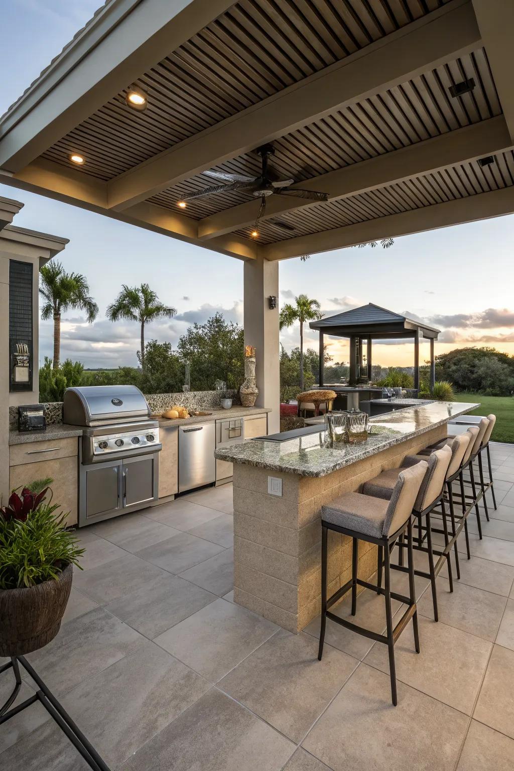 An outdoor kitchen on the lanai is perfect for entertaining.