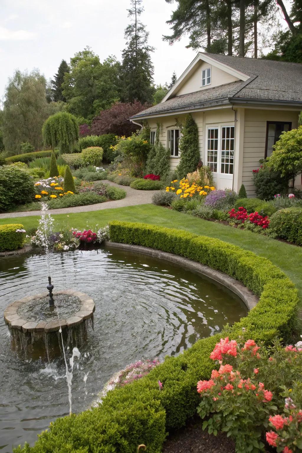 Water features adding a touch of serenity to the landscape.