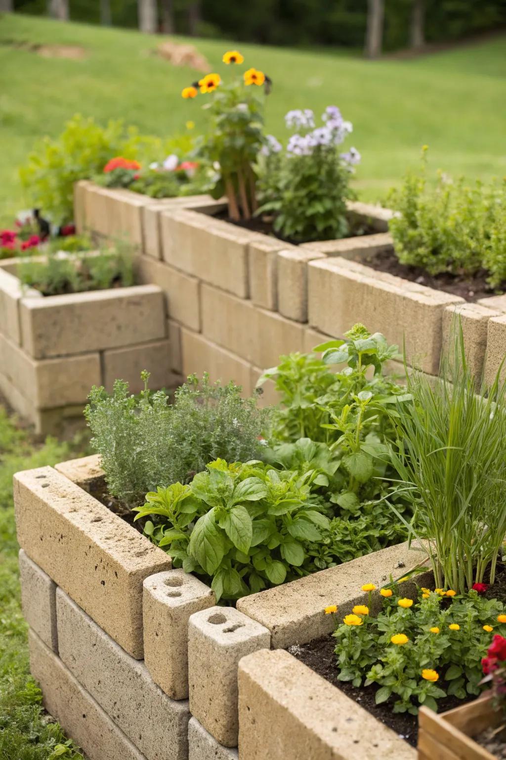 Raised planters offer convenience and style.