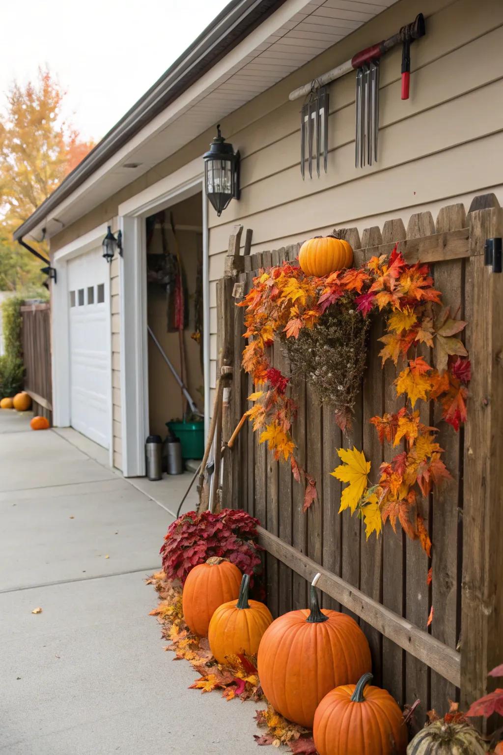 Seasonal decorations can add a festive touch to the side of your garage.