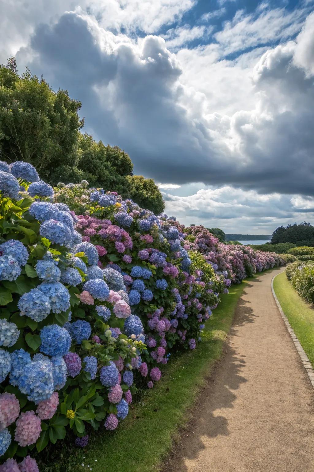 Hydrangea hedges are perfect for defining garden spaces.