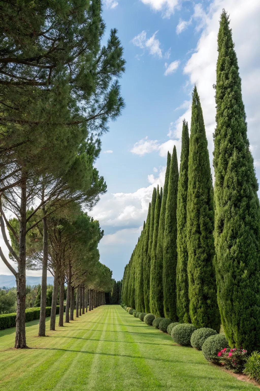 Pine trees make a beautiful, natural border.