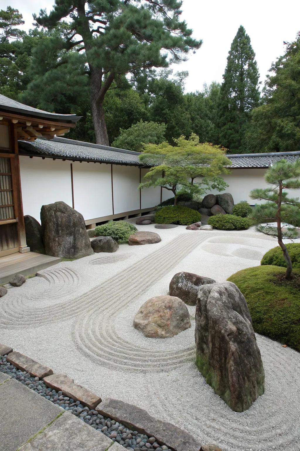 A calming Zen rock garden for quiet reflection