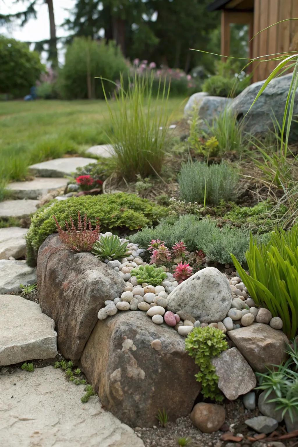 Miniature rock gardens offer big impact in small spaces.