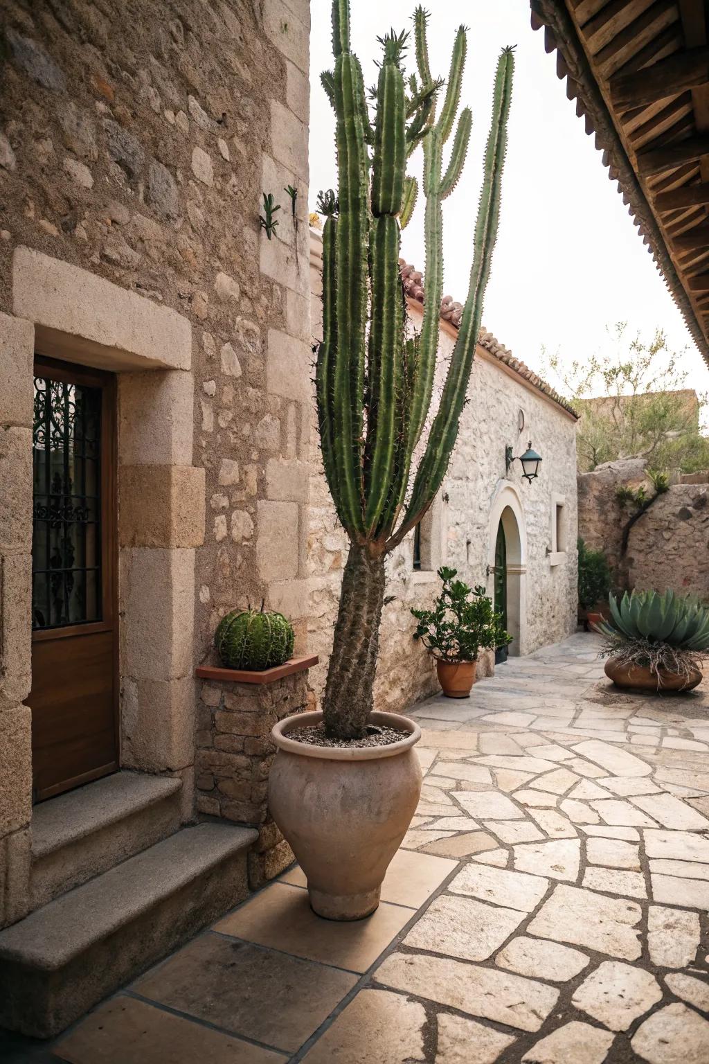 Tall pots create vertical interest and make a bold statement.