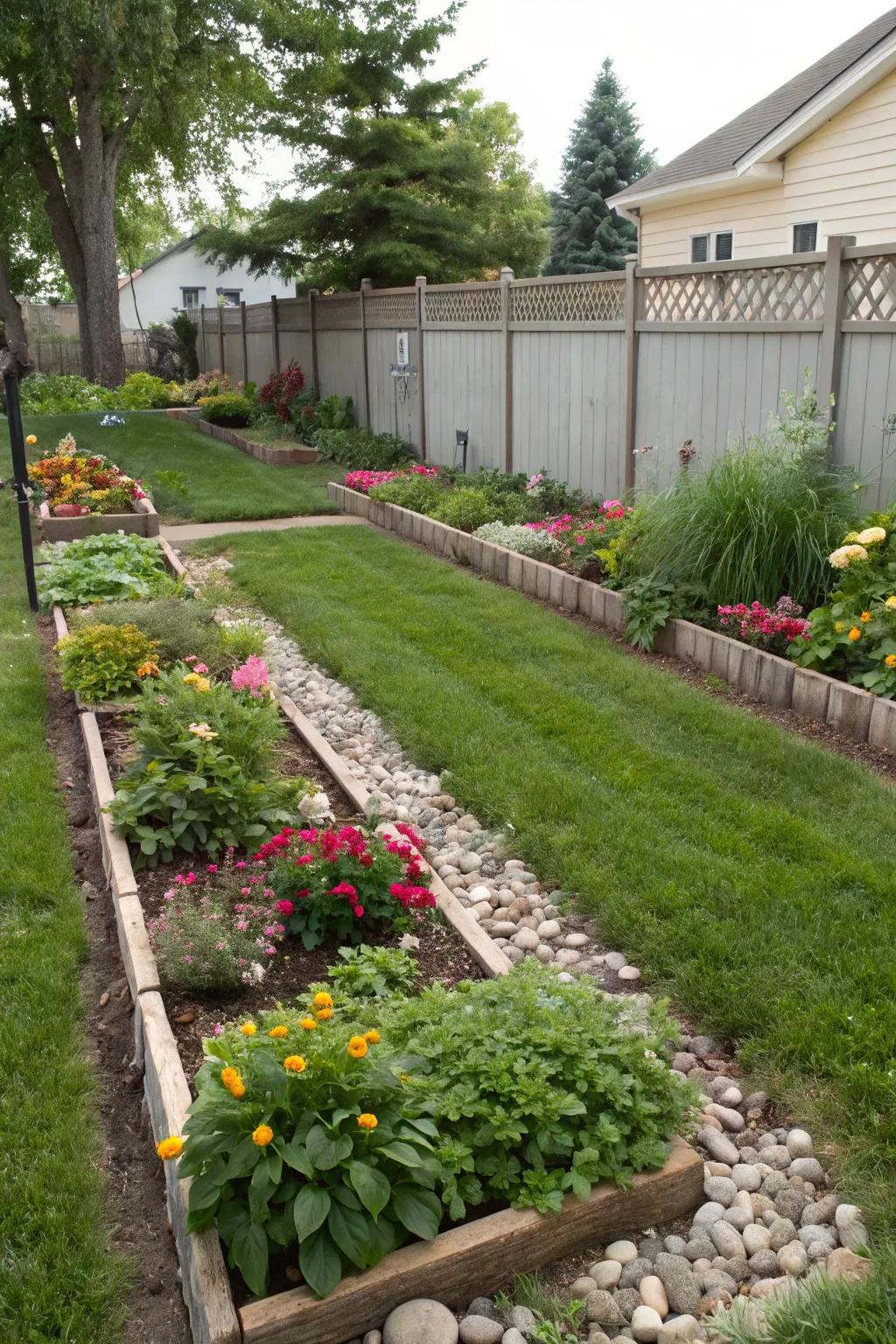 Garden beds and borders bring structure and seasonal charm.