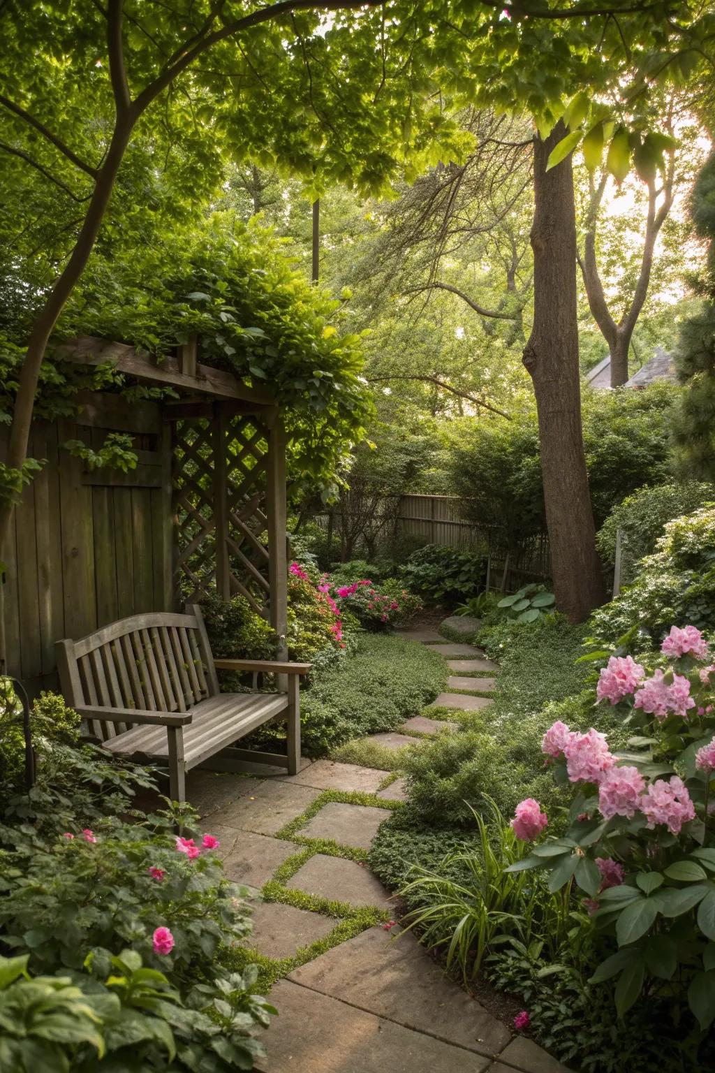 A secret garden nook offers a private escape within your side yard.