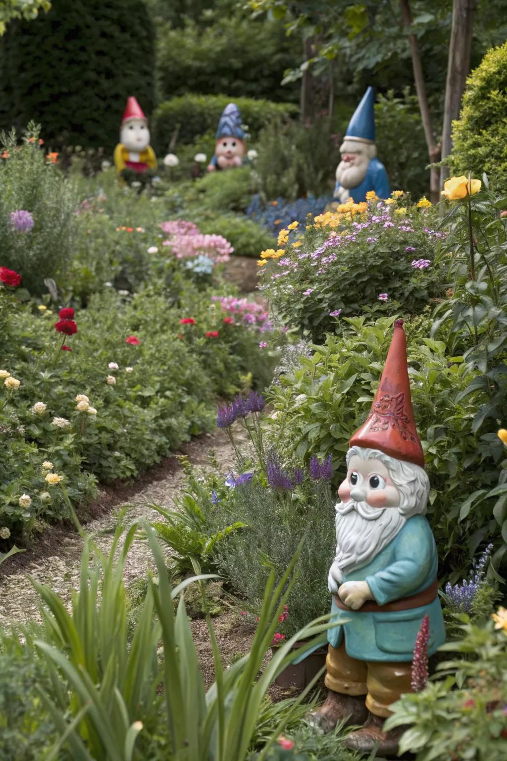 Add mystery and fun with hidden garden gnomes.