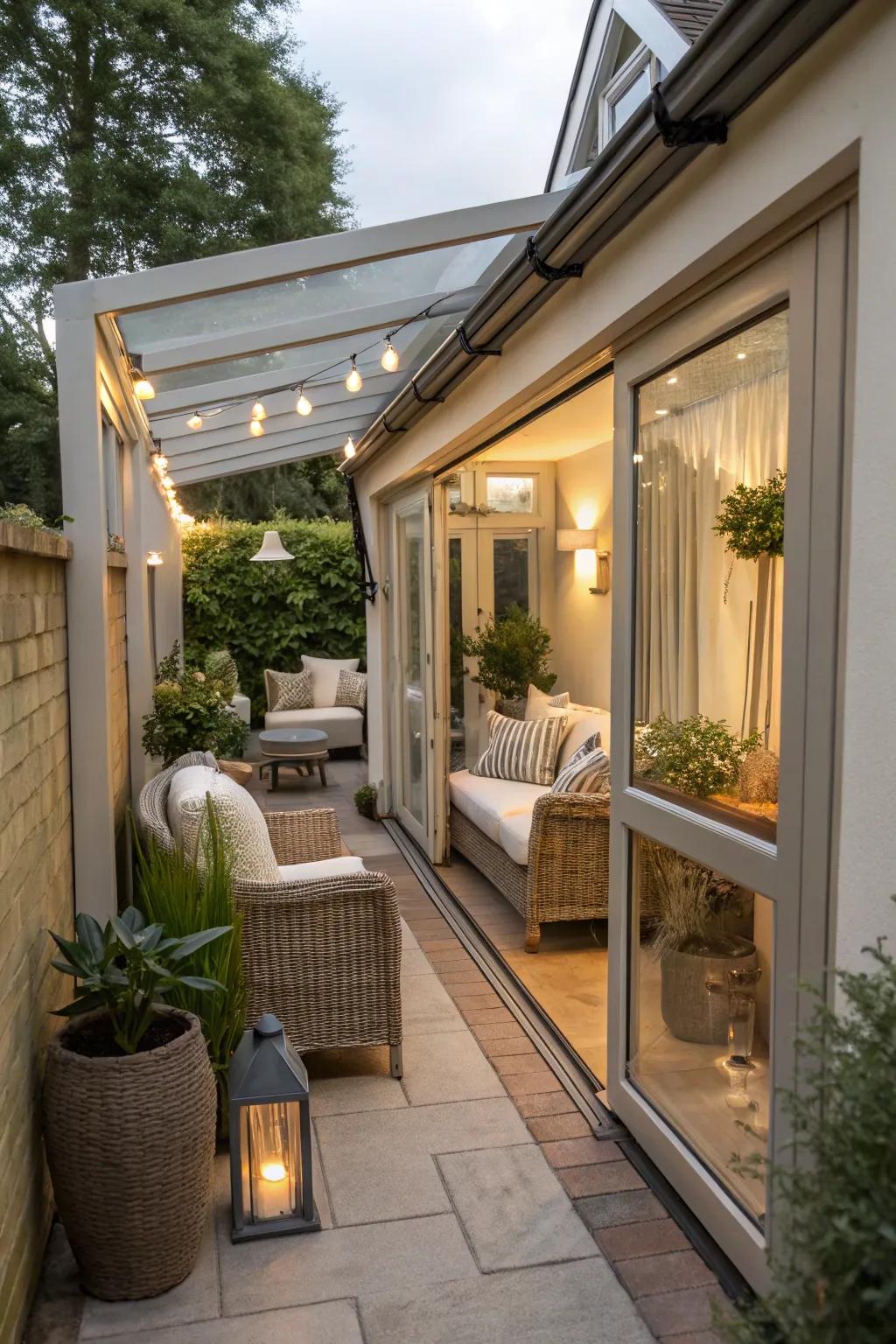 A compact but cozy lean-to conservatory for tight spaces.