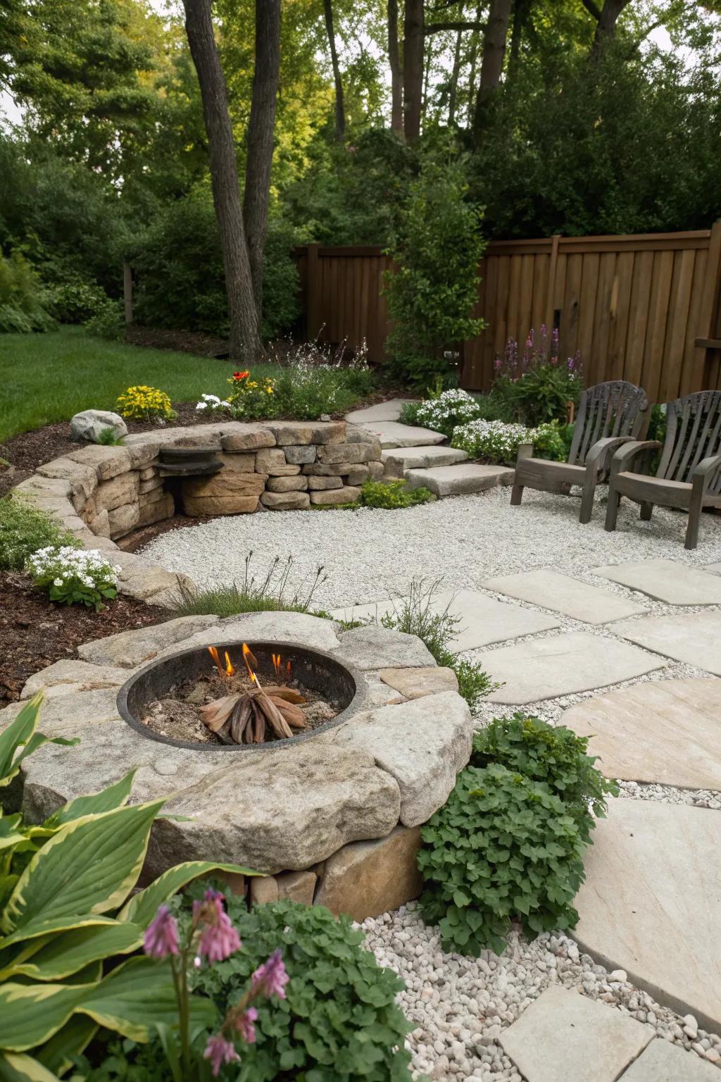 Limestone and gravel make for a striking combination.