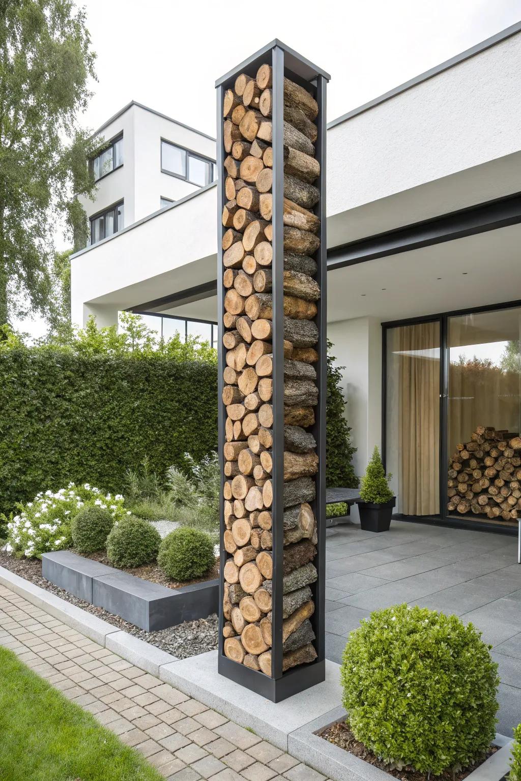 Vertical log towers save space and add modern flair.