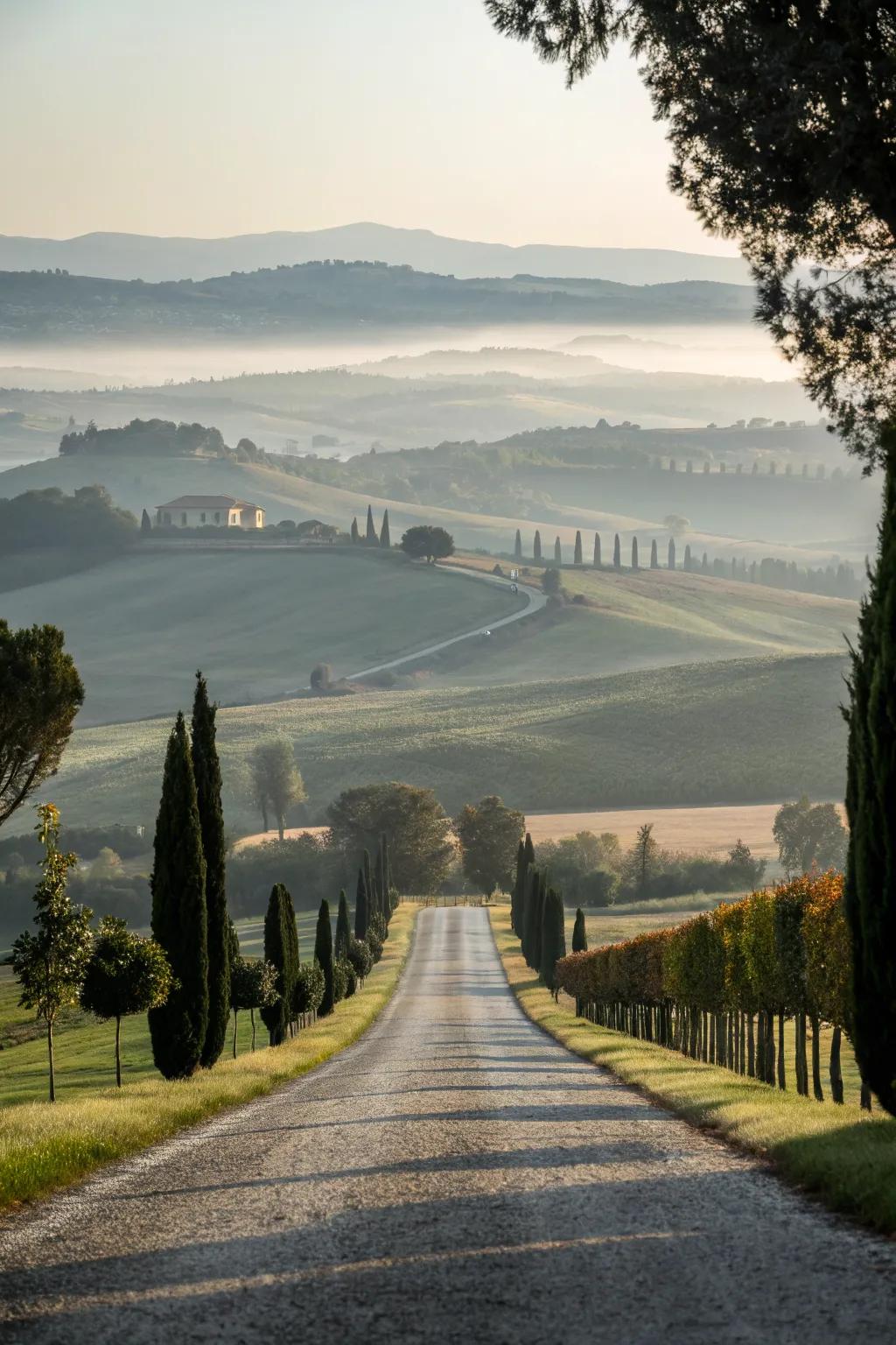 A driveway with breathtaking views of open countryside