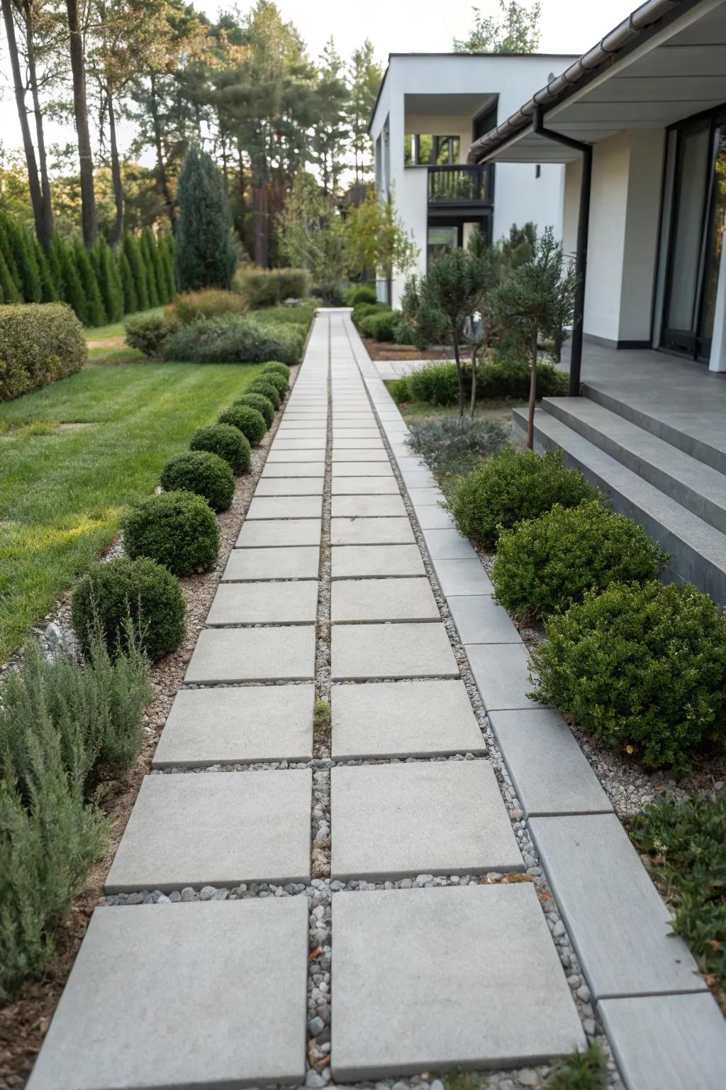 Concrete pavers offer a clean, modern aesthetic with durability.