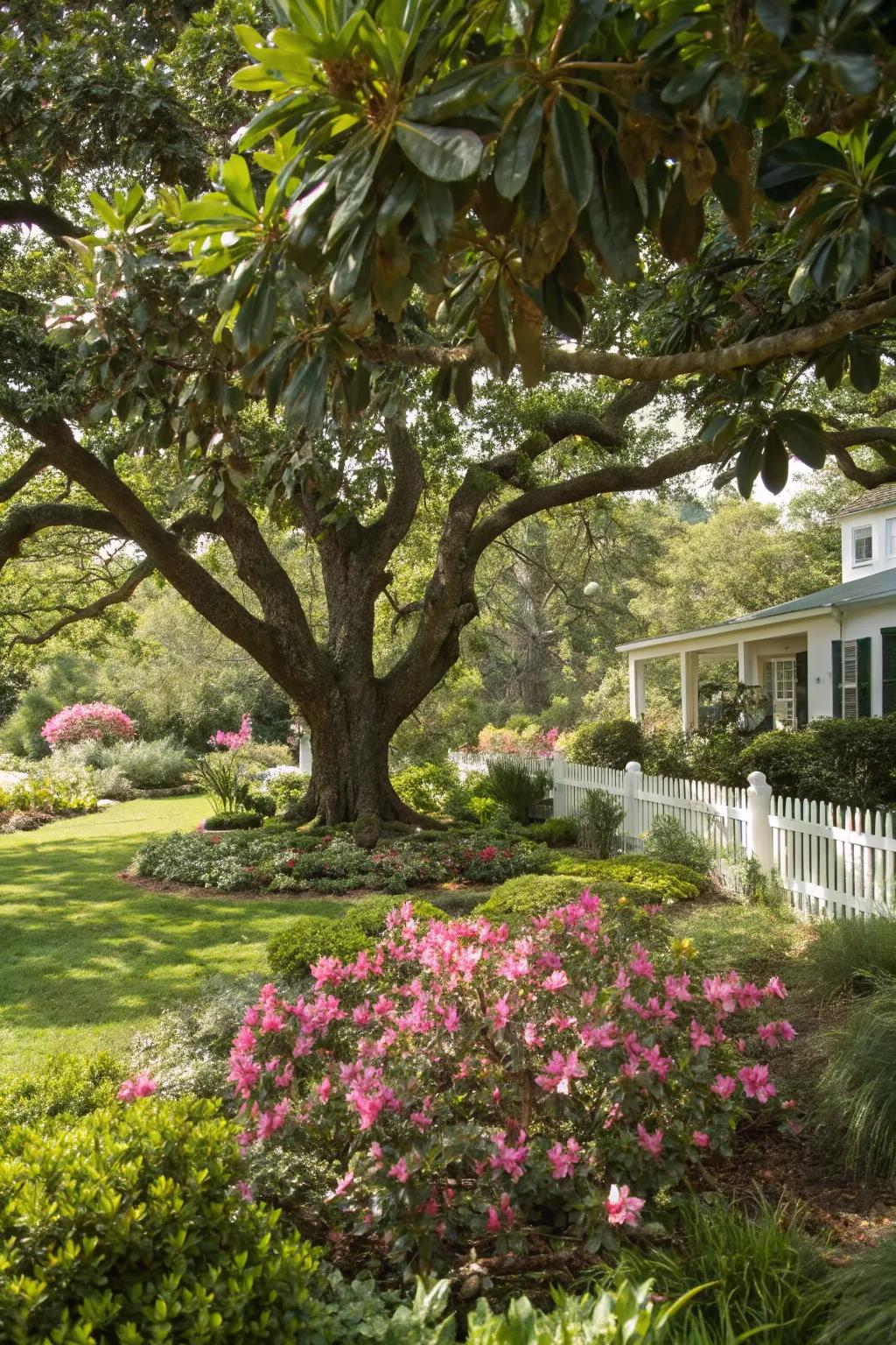 Strategically placed trees offer natural shade and beauty.