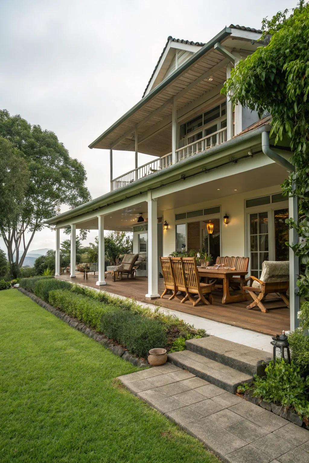 An inviting veranda perfect for relaxation and gatherings.