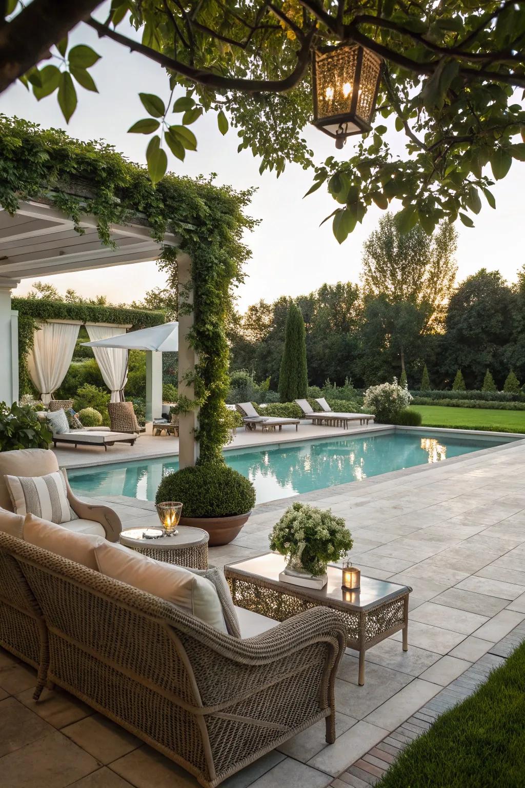 A poolside patio that invites leisure and luxury