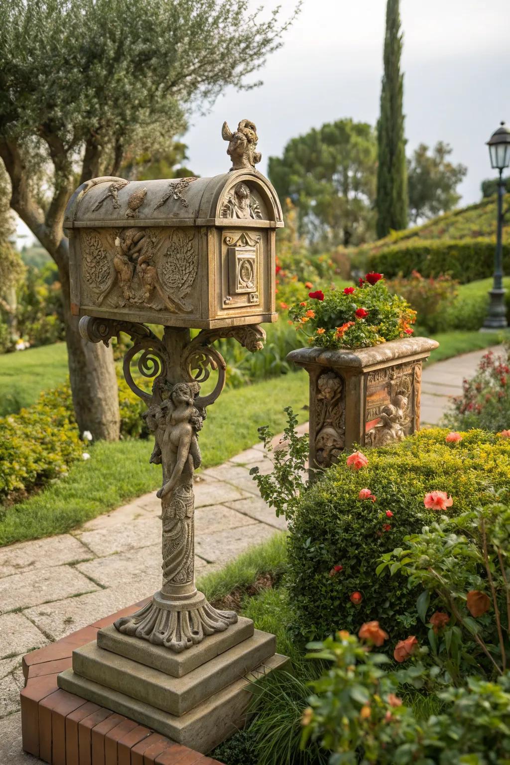 Make a statement with a mailbox stand that doubles as a piece of art.