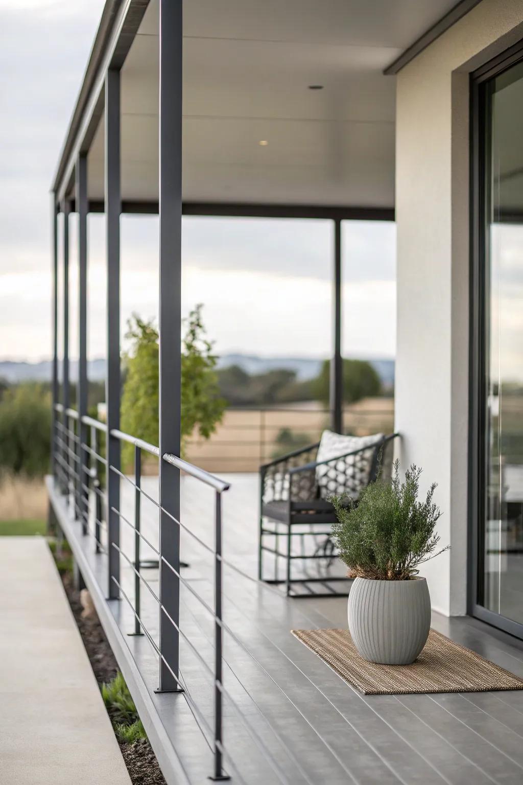 A minimalist metal porch focusing on simplicity.