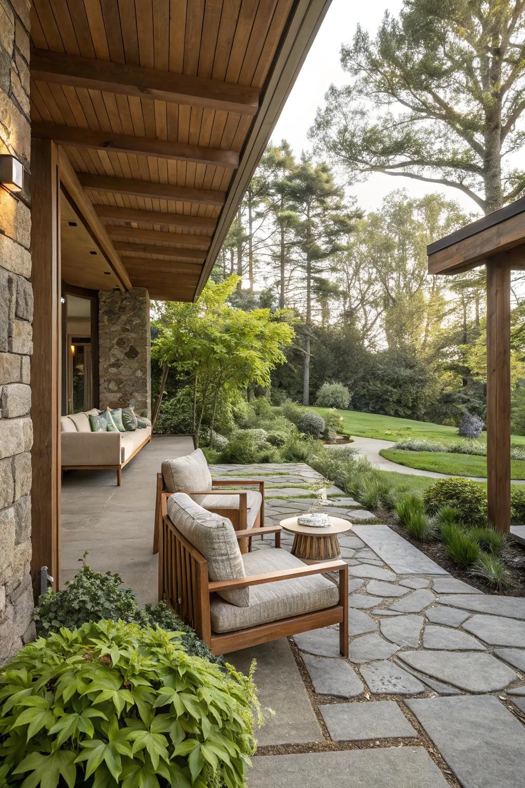 Layered textures add depth and interest to this patio.