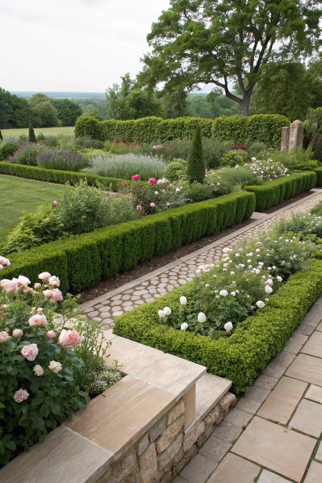 Structured borders create neat garden spaces.