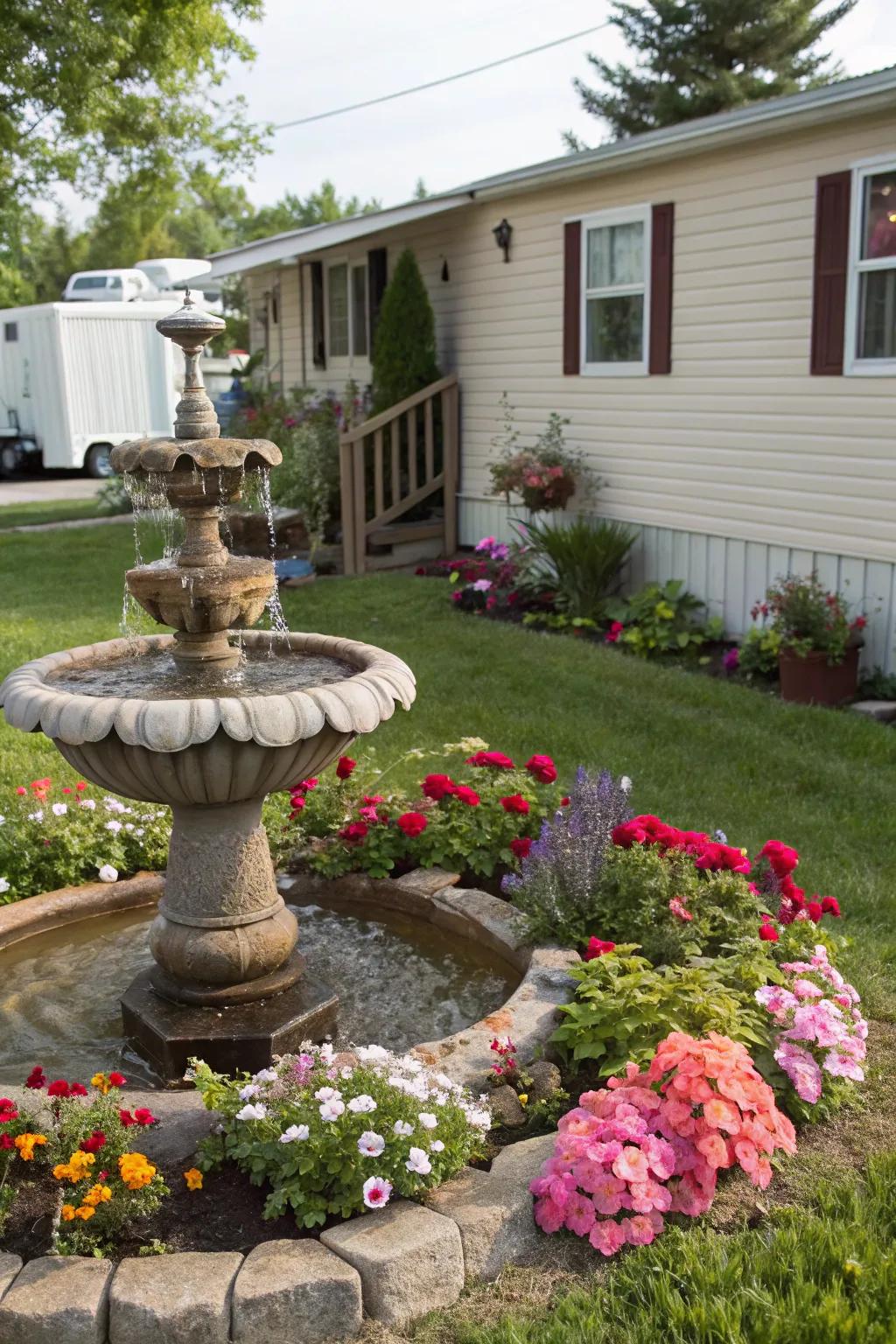 Water features create a calming and inviting atmosphere.