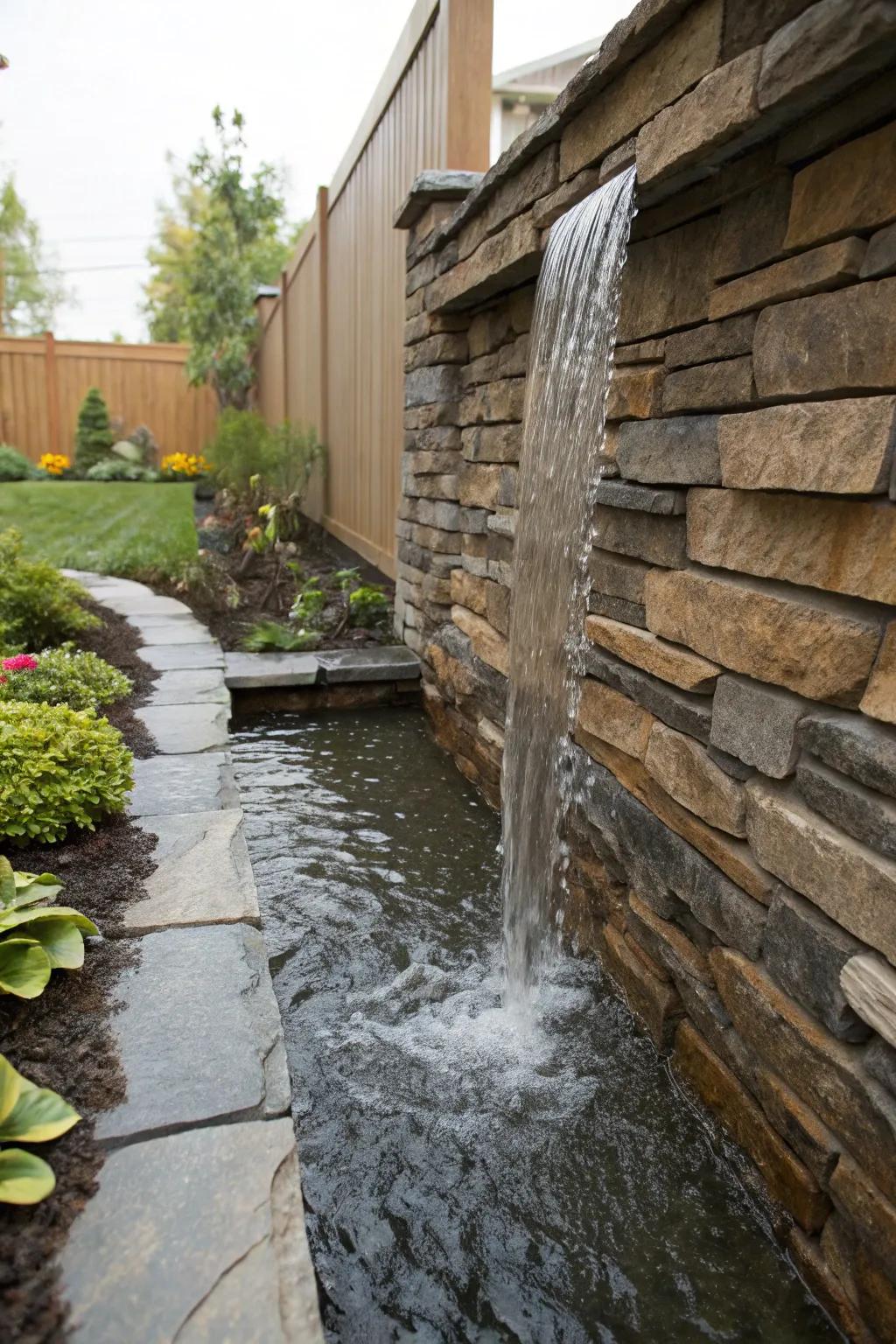 Vertical waterfalls are ideal for adding drama to limited spaces.
