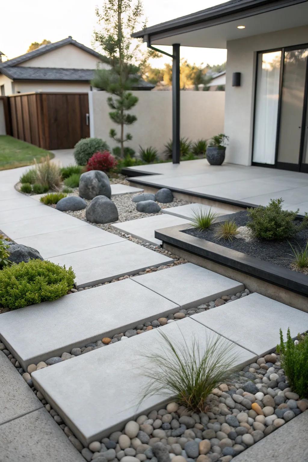 Zen-inspired designs offer peace and tranquility to your front yard.