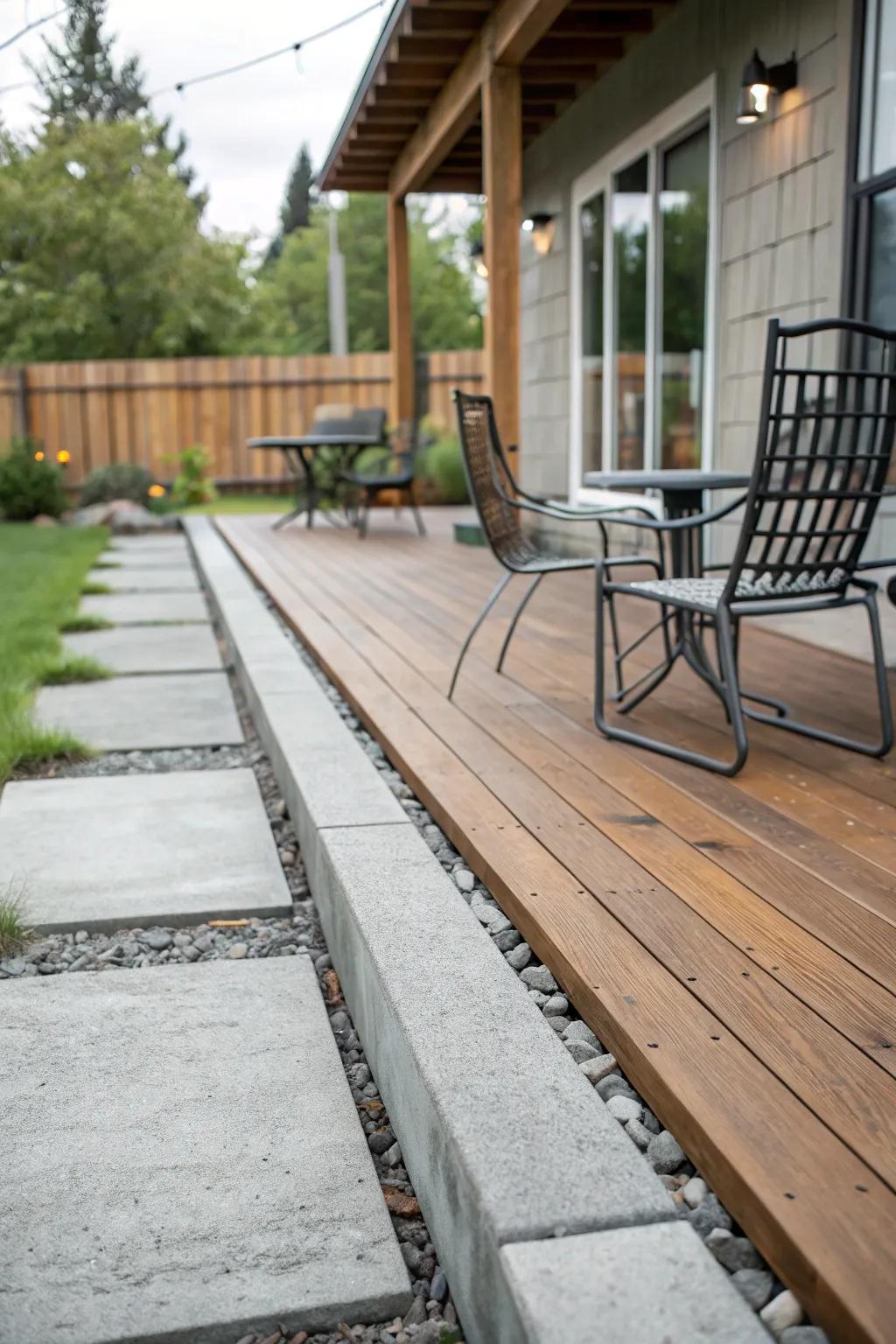 Mixing materials adds texture and interest to your patio design.