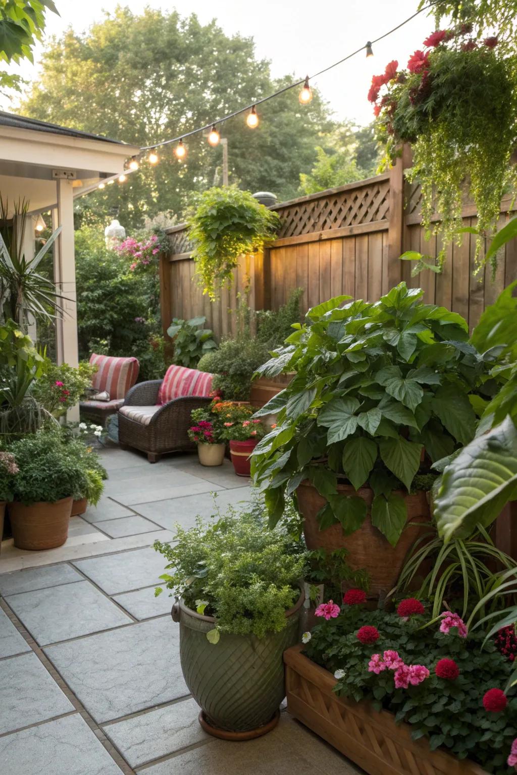 Plants and greenery enhance the natural feel of your patio.