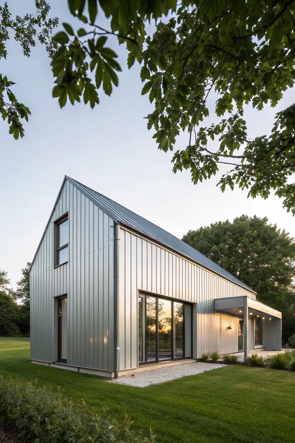Metal panels provide a sleek, modern look.