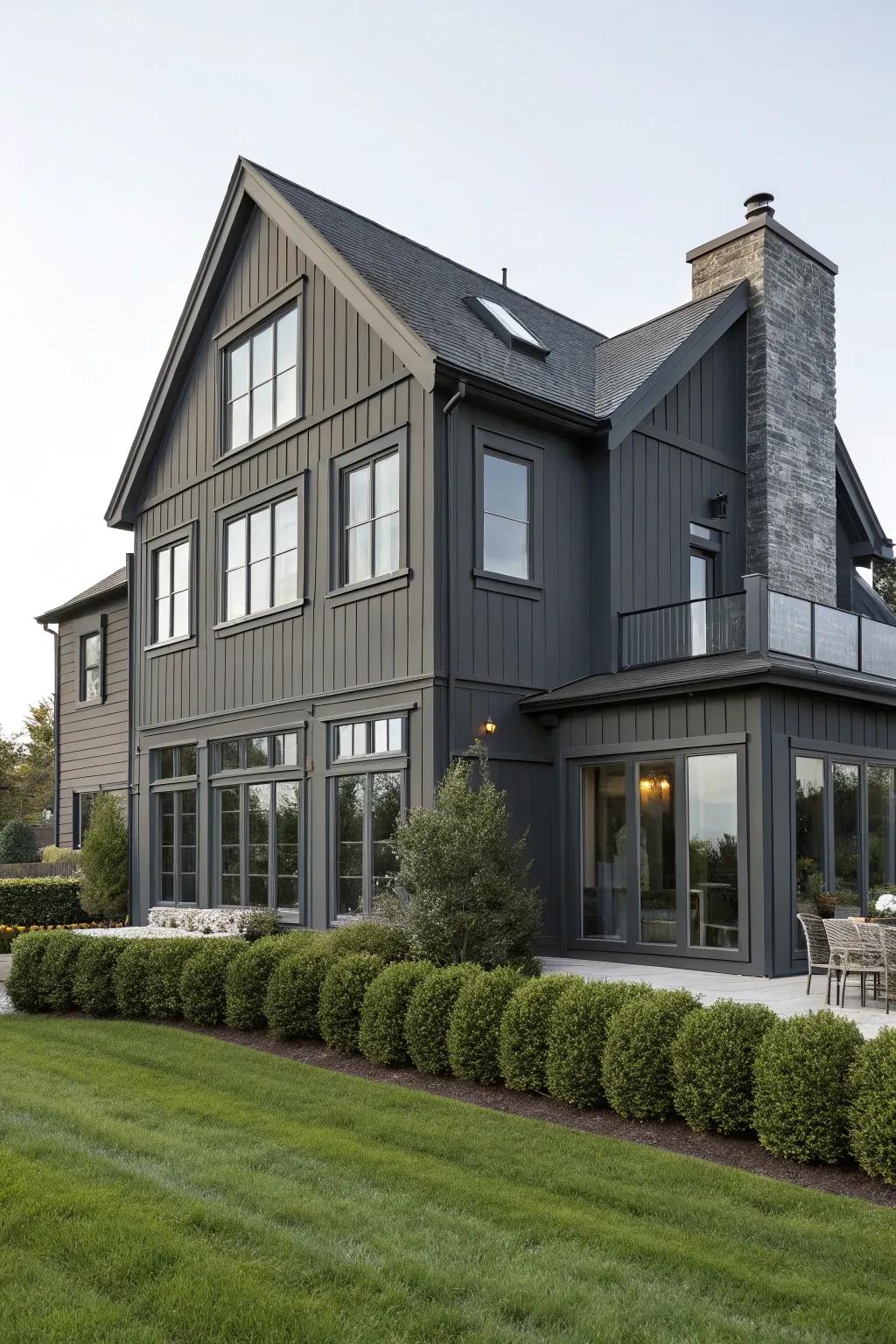 Charcoal gray exteriors provide a chic and modern vibe.