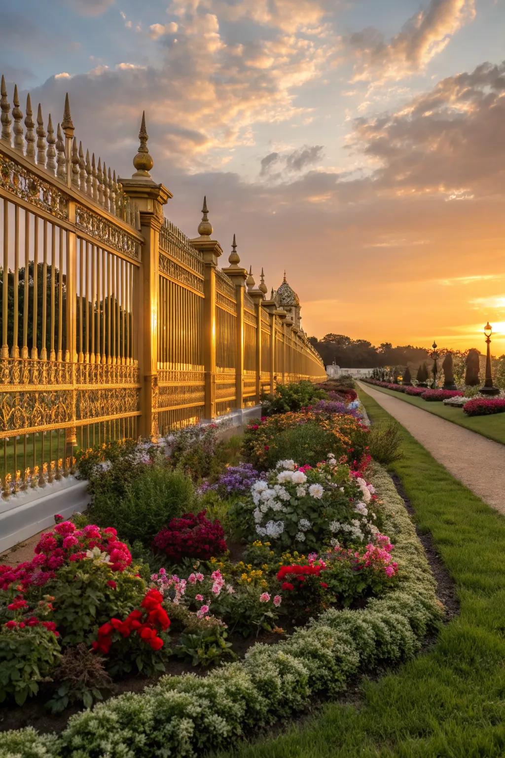 Sunset gold fences bring warmth and a glowing ambiance to gardens.