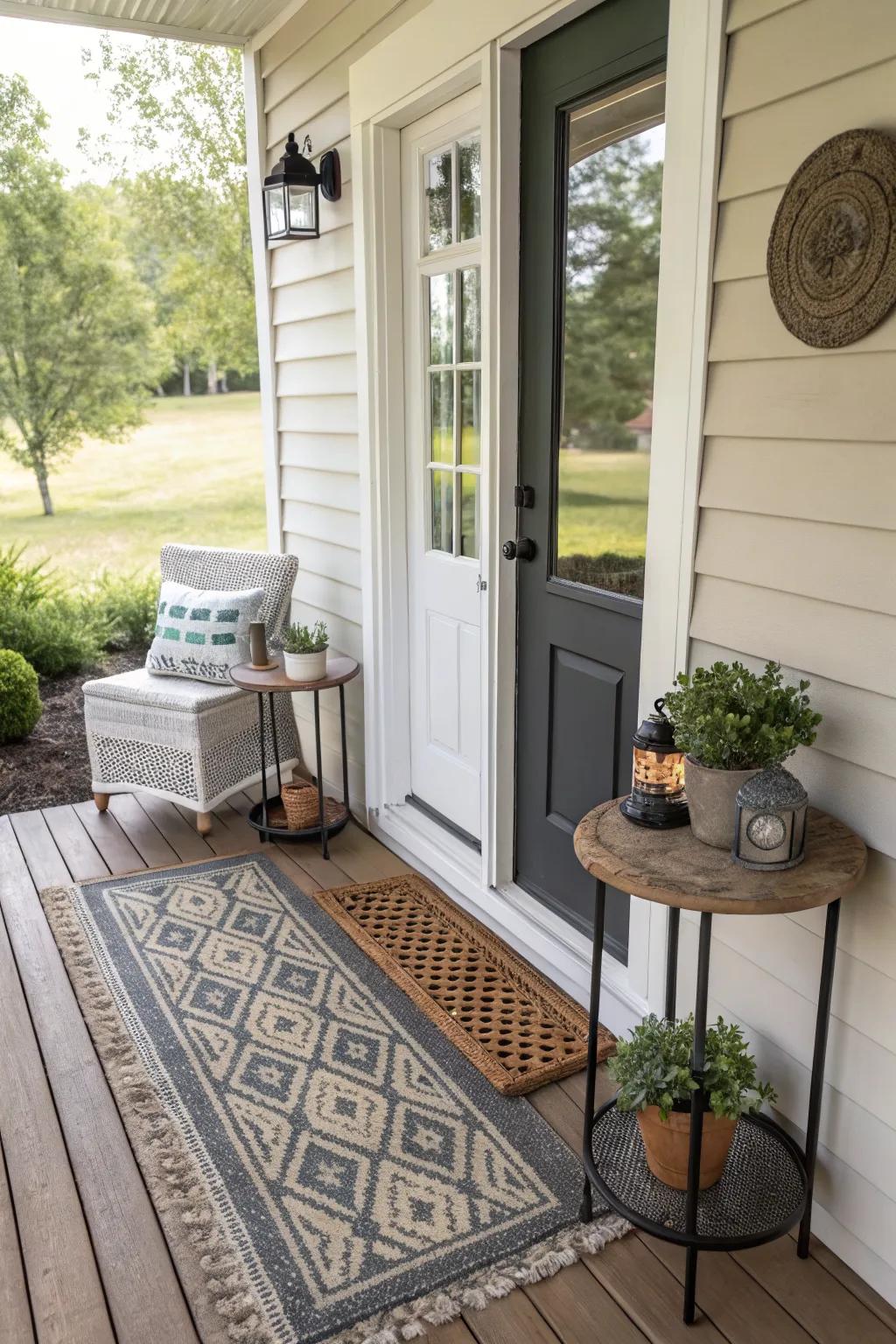 Functional decor combines style and usability on this small porch.