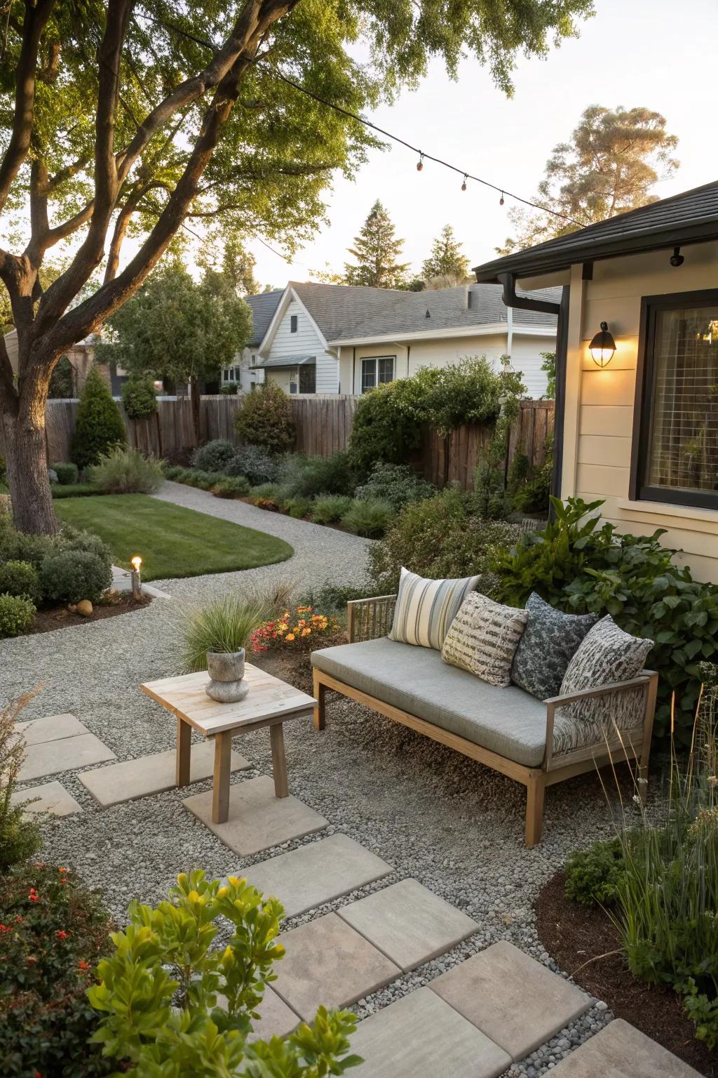 Outdoor seating turns your front yard into a relaxation spot.