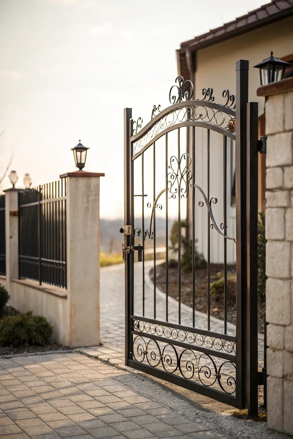A gate with contrasting colors for a striking look.