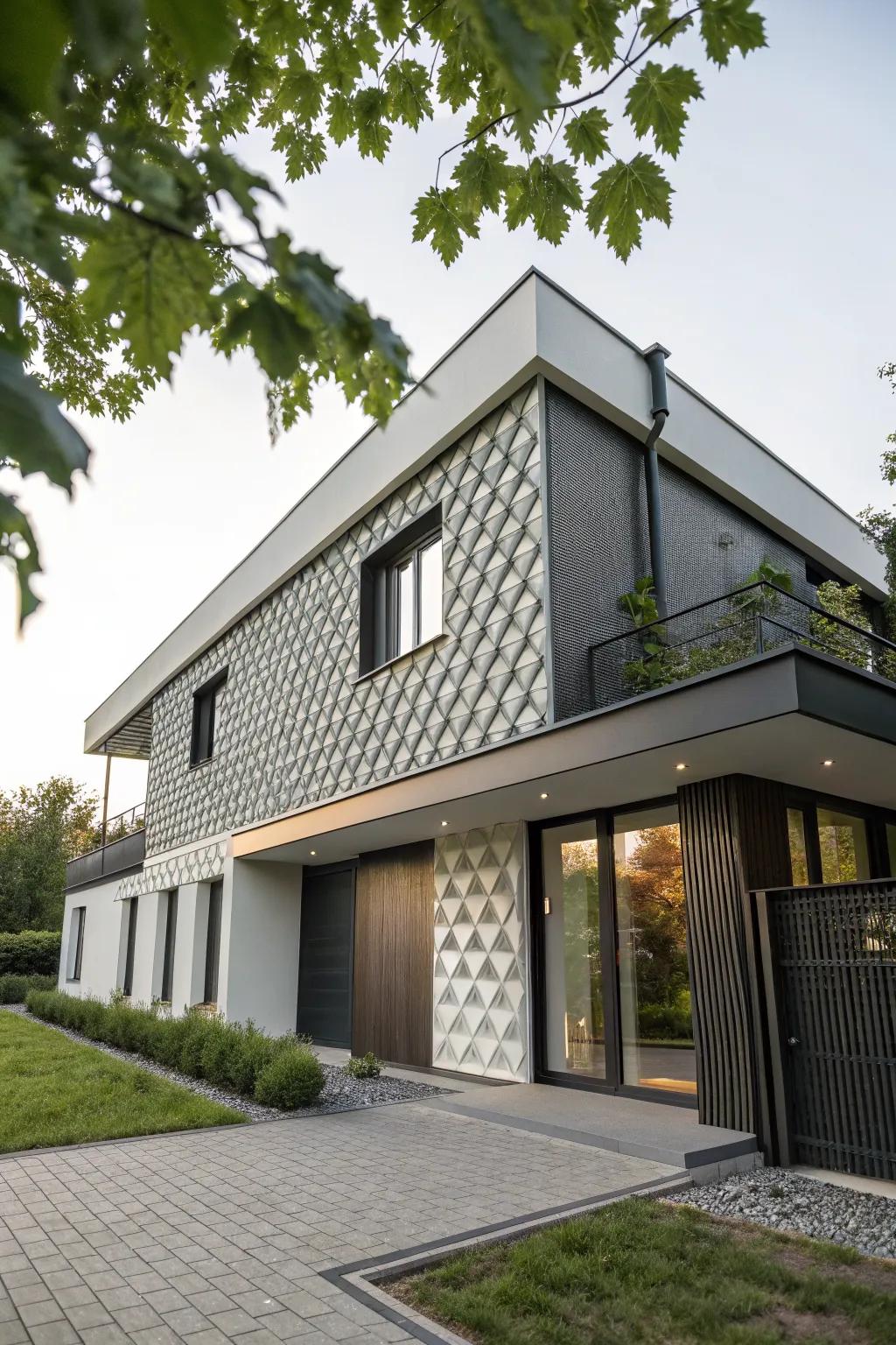 Geometric cladding adds a playful sophistication to modern homes.