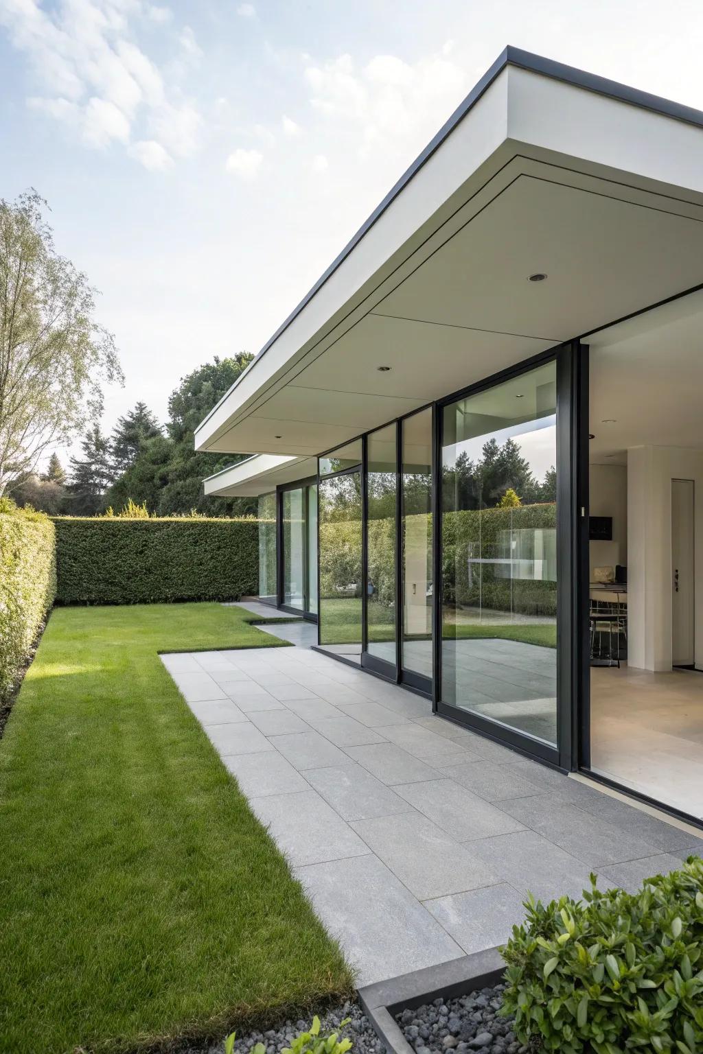 Contemporary entrance with modern architectural features.