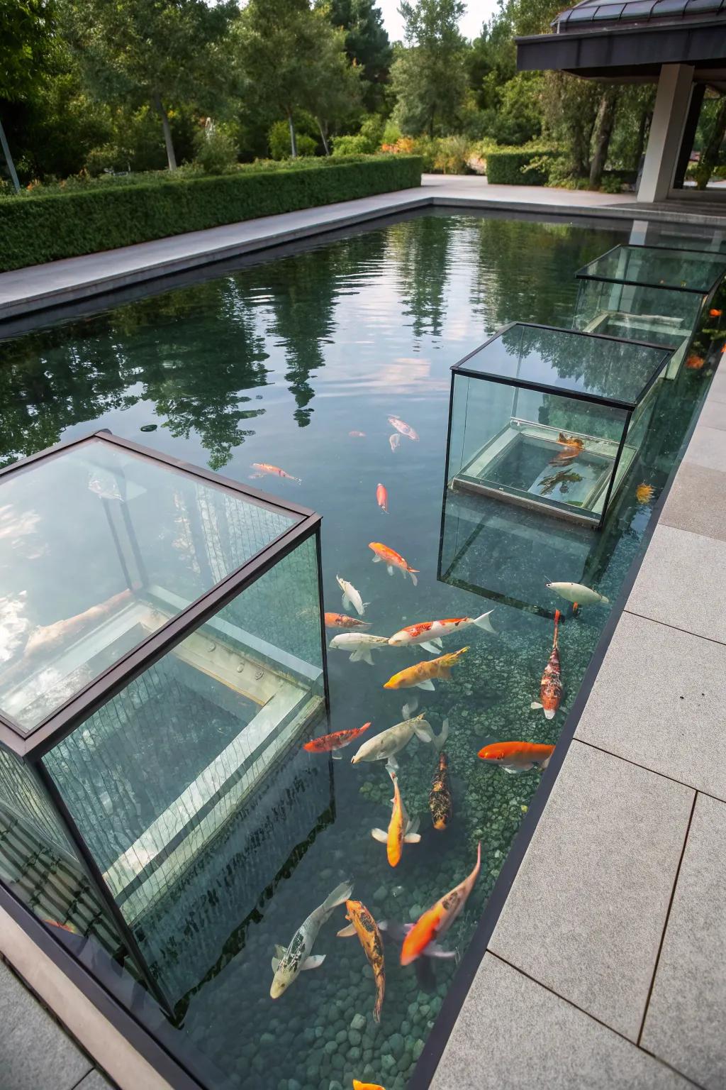 Experience your pond's beauty through stunning glass panels.