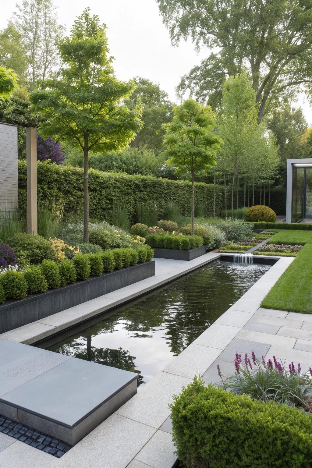 Water features add tranquility and beauty.