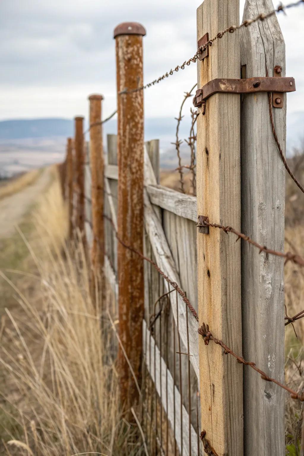 Layered textures with mixed materials in fence design