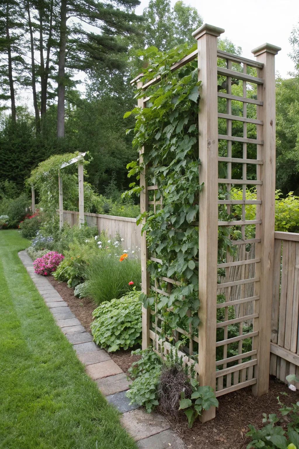 Trellises can provide both privacy and beauty.