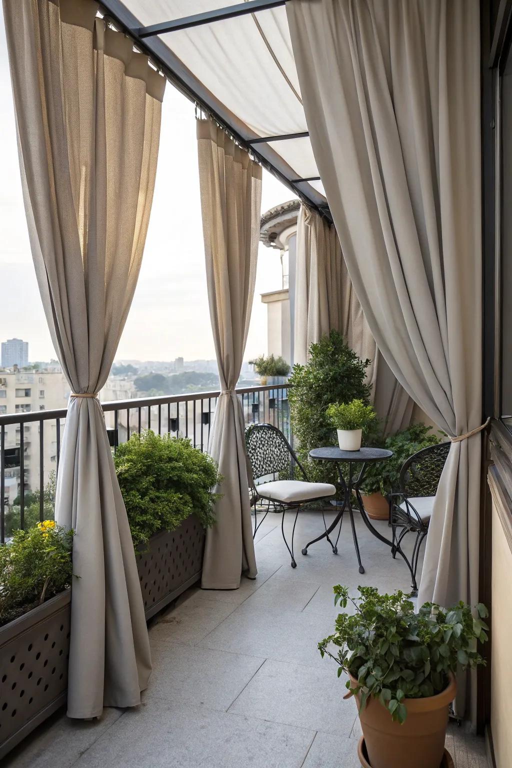 Create a private retreat with flowing curtains.