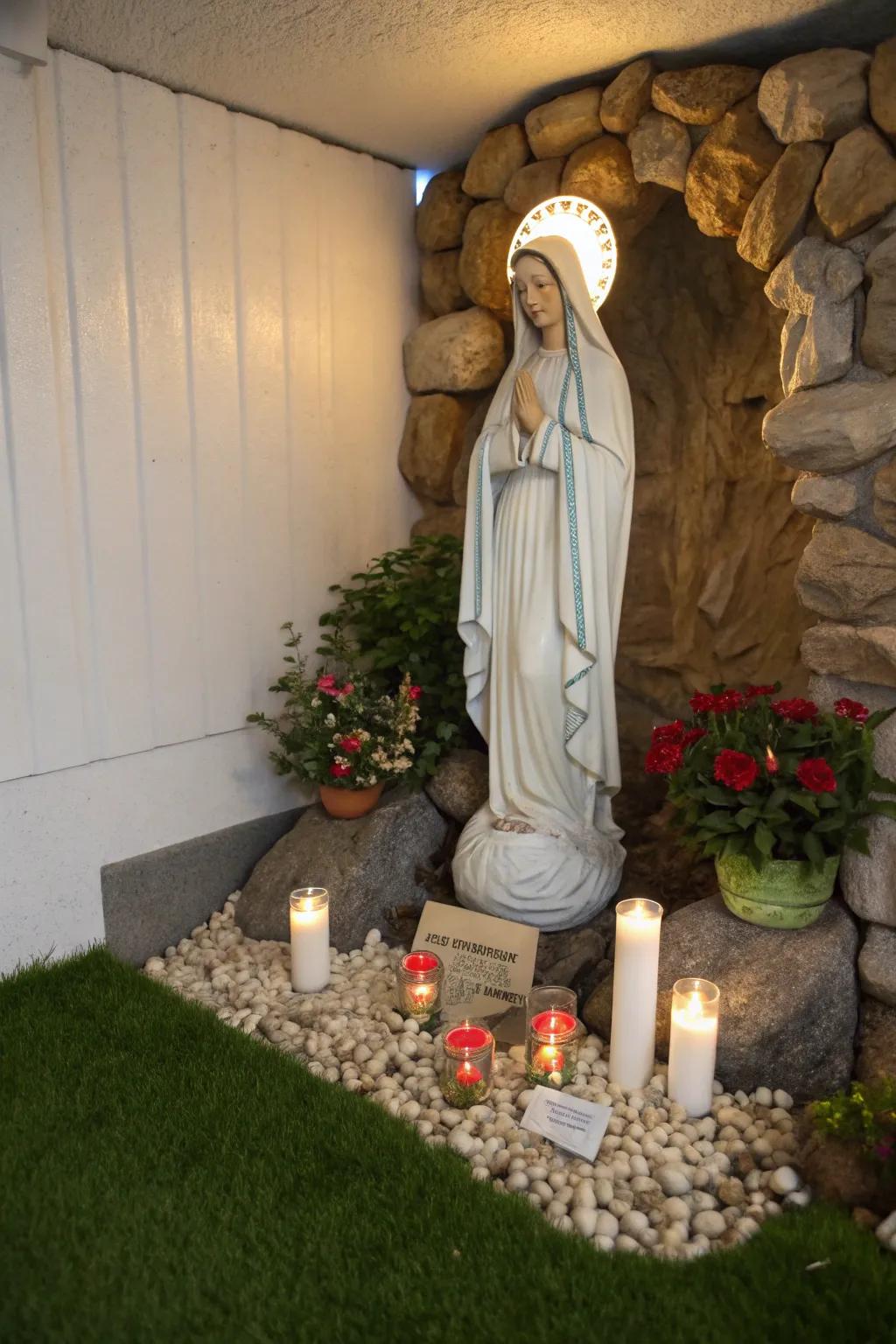 A personalized statue makes your grotto uniquely yours.